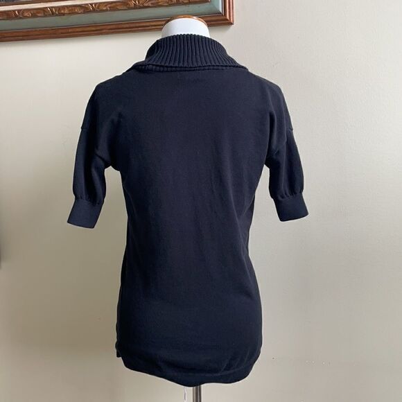 Express Black Short Sleeve Cowl Neck Knit Pullover Sweater (Size:XS) - Picture 2 of 13